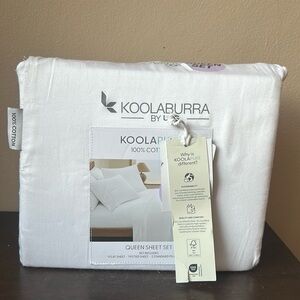 Koolaburra by UGG Koolapure Queen Sheet Set  White Cotton Bedding New